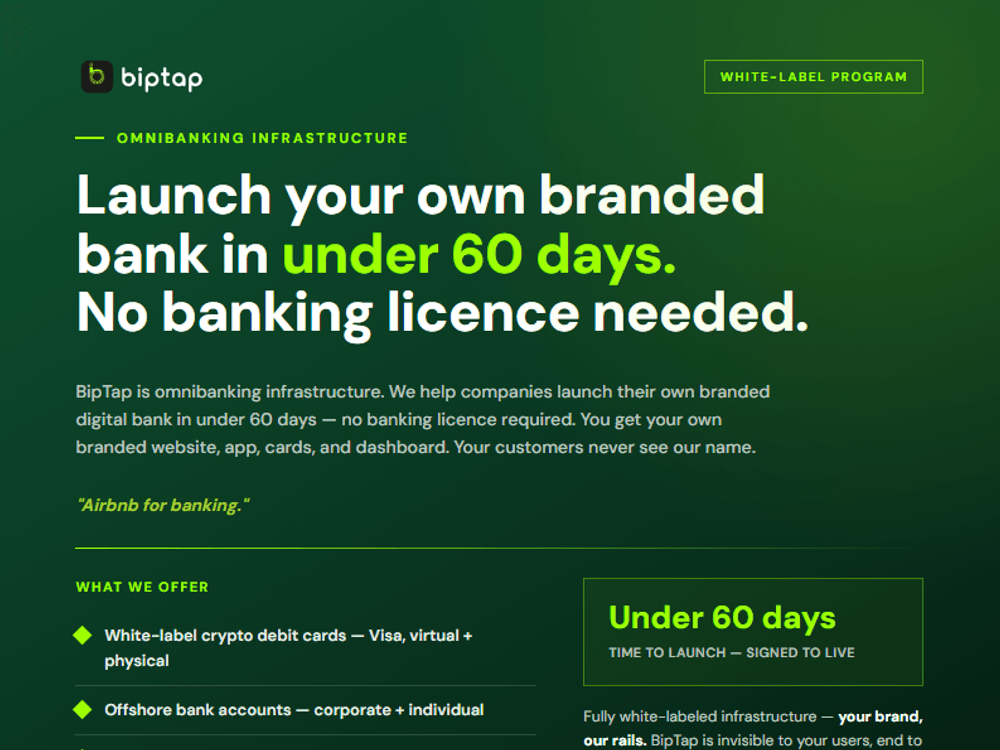 Page one of the BipTap partner one-pager — the professionally designed doc partners forward to prospects.